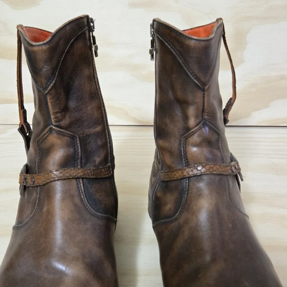 Mark Nason Corleone Cross Brown Leather Boots Men's 13 Made In Italy 67171